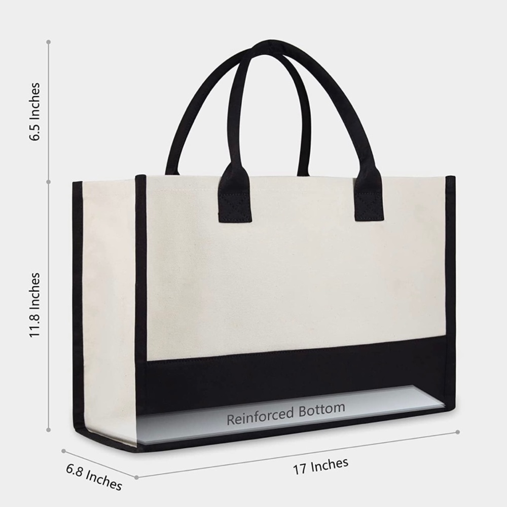 Letter L Initial Cotton Canvas Tote Bag - Picture 2 of 5